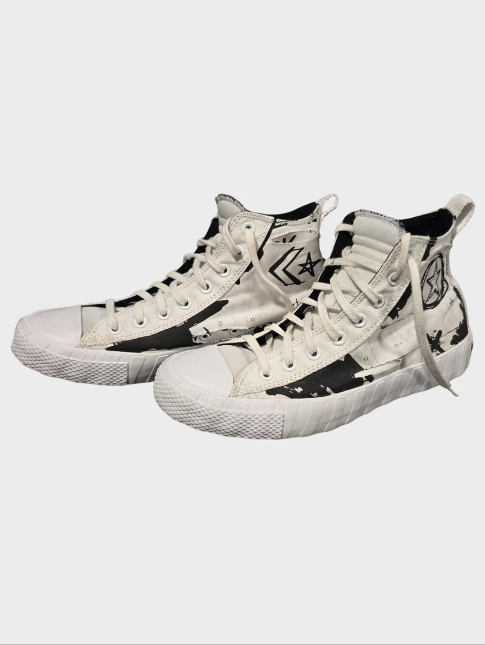 Converse UNT1TL3D Script Print White Tear Away High-Top Basketball Sneaker Shoe